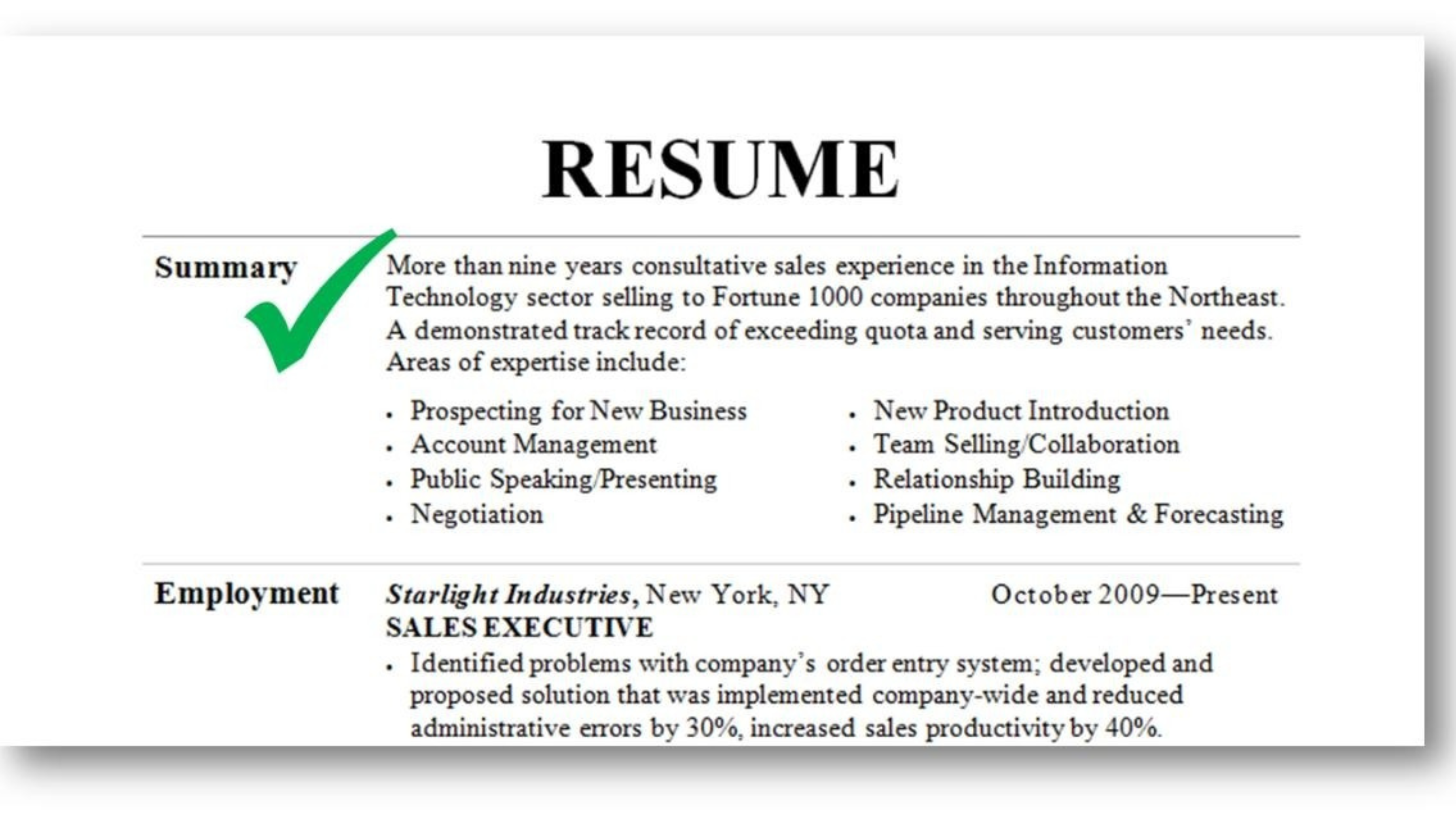 Write the Best Resume Summary